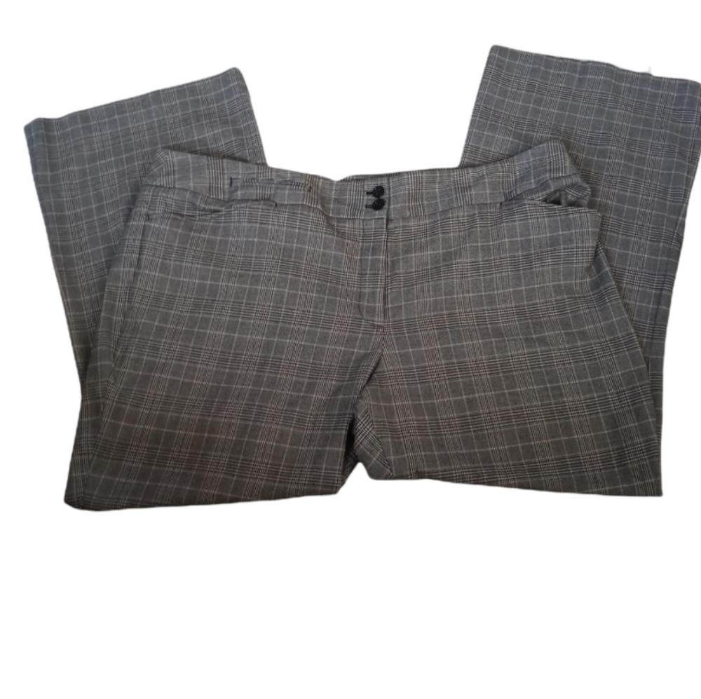 Lane Bryant Gray Plaid Womens Wide Leg Trousers Button up Zip Closure Size 24 - Picture 7 of 7